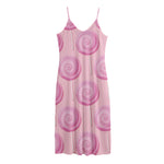 Pink Swirl Lollipop Pattern Print Jersey Midi Cami Dress