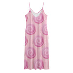 Pink Swirl Lollipop Pattern Print Jersey Midi Cami Dress
