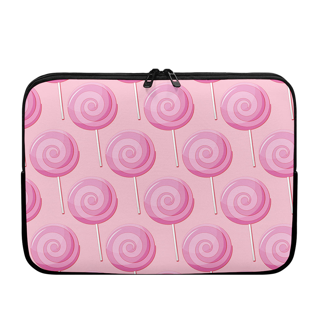 Pink Swirl Lollipop Pattern Print Laptop Sleeve