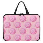 Pink Swirl Lollipop Pattern Print Laptop Sleeve With Handle