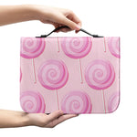 Pink Swirl Lollipop Pattern Print Leather Bible Cover