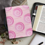 Pink Swirl Lollipop Pattern Print Leather Bible Cover