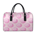 Pink Swirl Lollipop Pattern Print Leather Duffel Bag