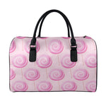 Pink Swirl Lollipop Pattern Print Leather Duffle Bag