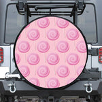 Pink Swirl Lollipop Pattern Print Leather Spare Tire Cover