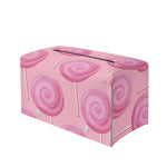 Pink Swirl Lollipop Pattern Print Leather Tissue Box Cover