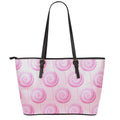 Pink Swirl Lollipop Pattern Print Leather Tote Bag With Zipper