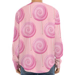 Pink Swirl Lollipop Pattern Print Long Sleeve Baseball Jersey