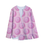 Pink Swirl Lollipop Pattern Print Long Sleeve Short Coat