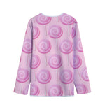 Pink Swirl Lollipop Pattern Print Long Sleeve Short Coat