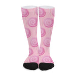 Pink Swirl Lollipop Pattern Print Long Socks