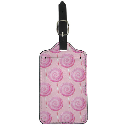 Pink Swirl Lollipop Pattern Print Luggage Tag