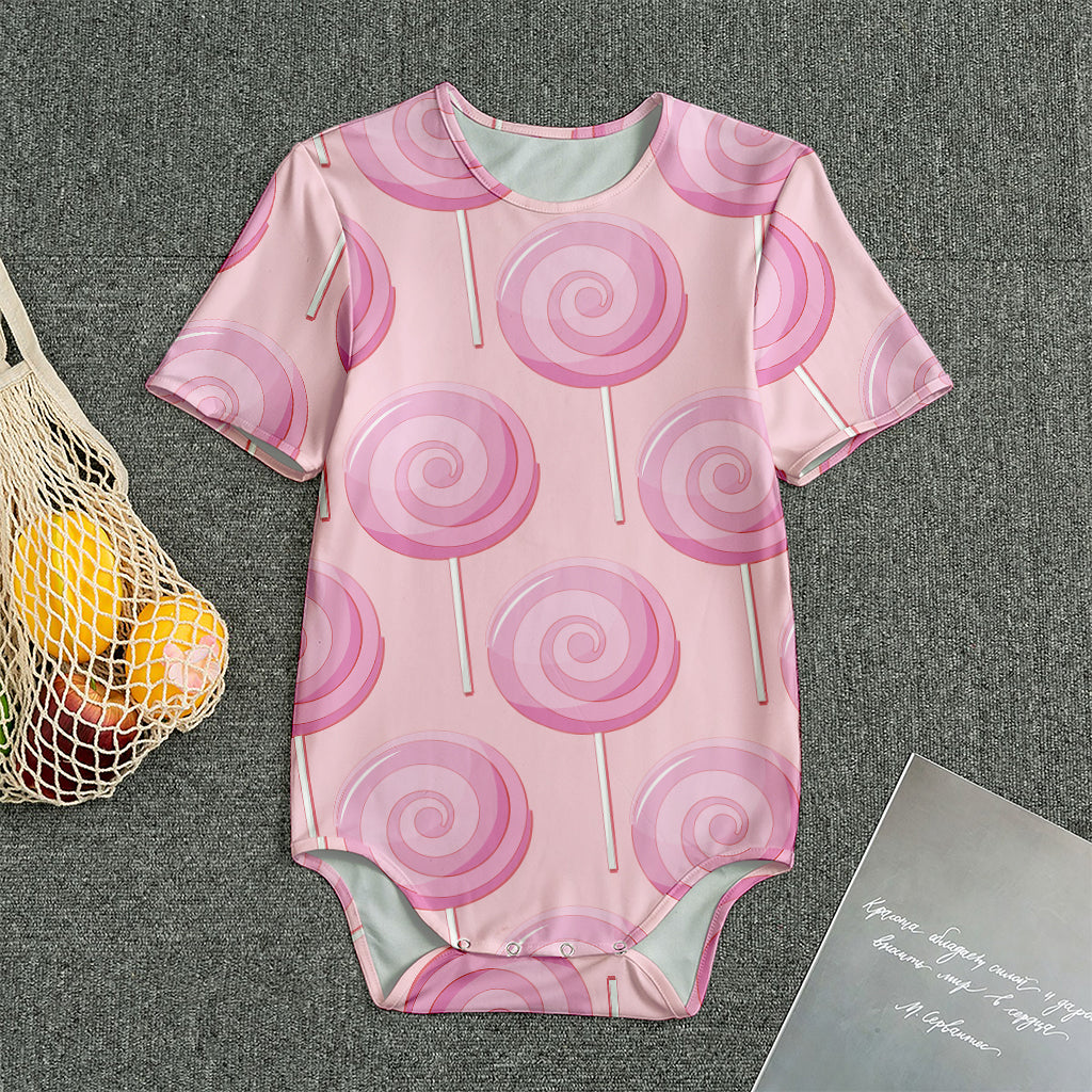 Pink Swirl Lollipop Pattern Print Men's Bodysuit