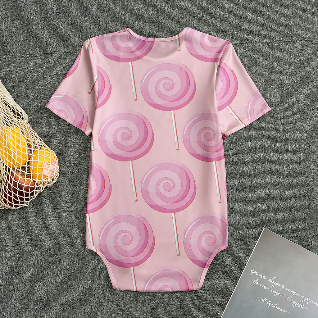 Pink Swirl Lollipop Pattern Print Men's Bodysuit