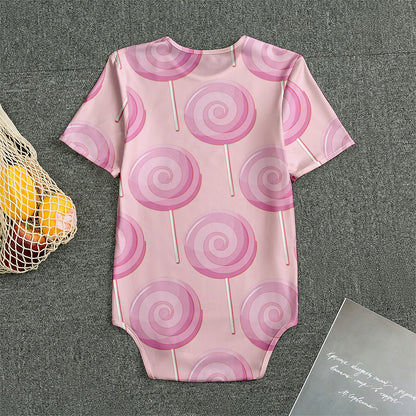 Pink Swirl Lollipop Pattern Print Men's Bodysuit