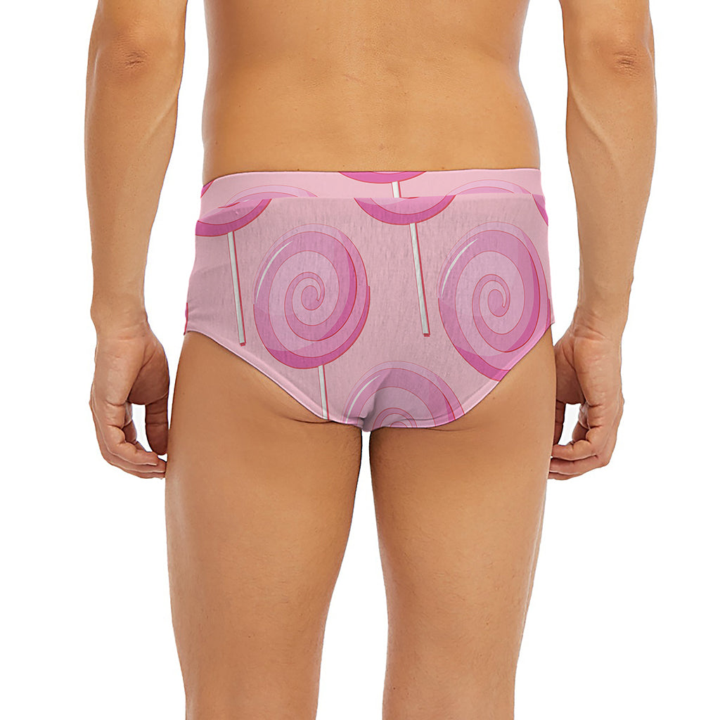 Pink Swirl Lollipop Pattern Print Men's Briefs