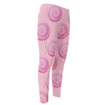 Pink Swirl Lollipop Pattern Print Men's Compression Pants
