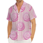 Pink Swirl Lollipop Pattern Print Men's Deep V-Neck Shirt