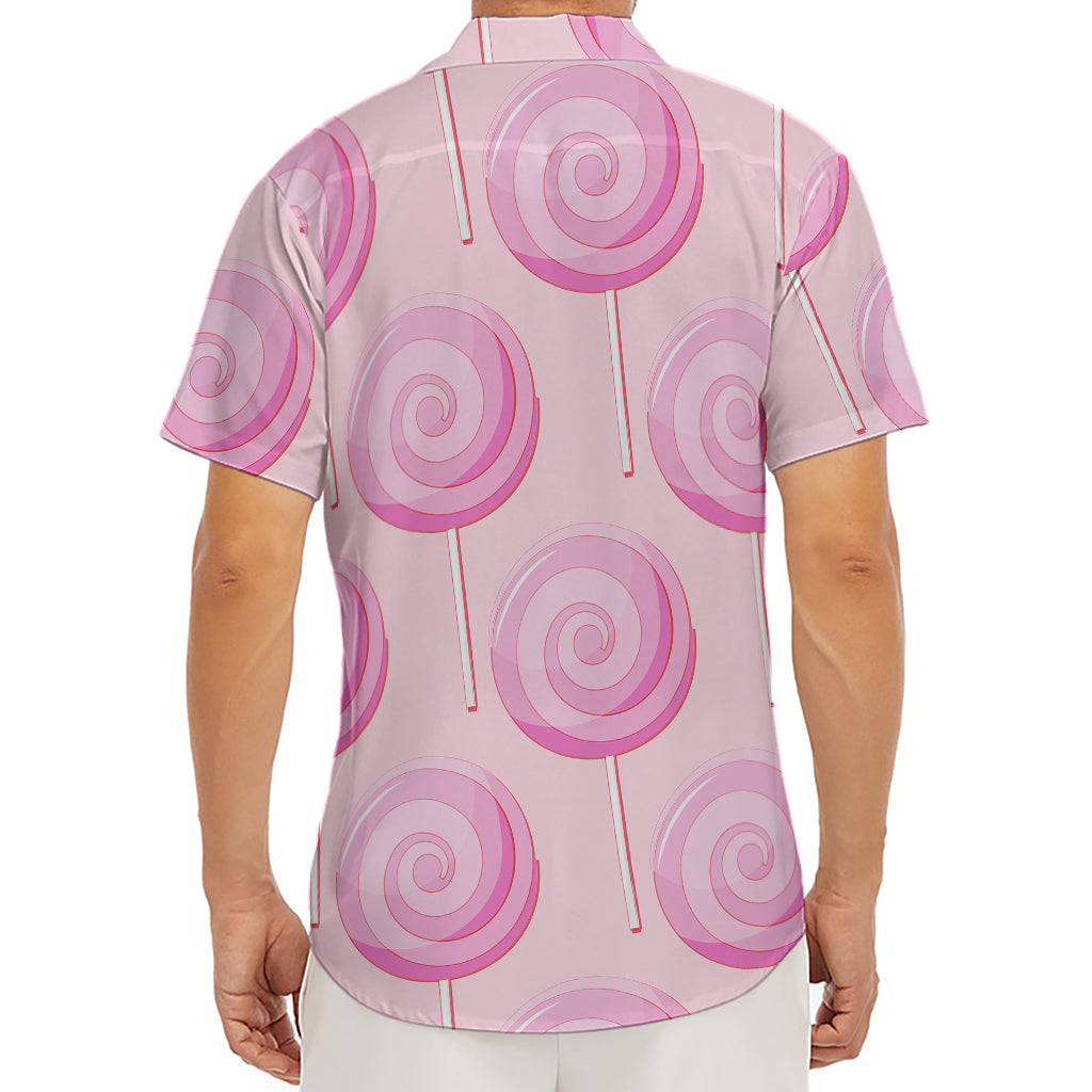 Pink Swirl Lollipop Pattern Print Men's Deep V-Neck Shirt