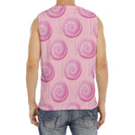 Pink Swirl Lollipop Pattern Print Men's Fitness Tank Top