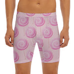 Pink Swirl Lollipop Pattern Print Men's Long Boxer Briefs
