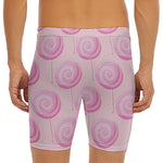 Pink Swirl Lollipop Pattern Print Men's Long Boxer Briefs