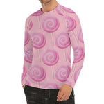 Pink Swirl Lollipop Pattern Print Men's Long Sleeve Rash Guard