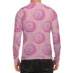 Pink Swirl Lollipop Pattern Print Men's Long Sleeve Rash Guard