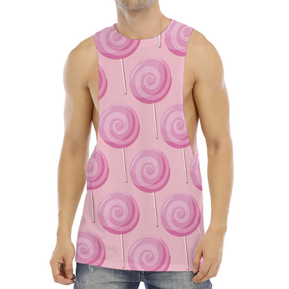 Pink Swirl Lollipop Pattern Print Men's Muscle Tank Top