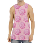 Pink Swirl Lollipop Pattern Print Men's Muscle Tank Top