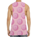 Pink Swirl Lollipop Pattern Print Men's Muscle Tank Top