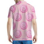 Pink Swirl Lollipop Pattern Print Men's Polo Shirt