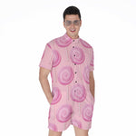 Pink Swirl Lollipop Pattern Print Men's Rompers