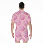 Pink Swirl Lollipop Pattern Print Men's Rompers