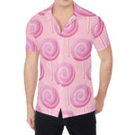 Pink Swirl Lollipop Pattern Print Men's Shirt