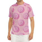 Pink Swirl Lollipop Pattern Print Men's Short Sleeve Rash Guard