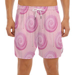 Pink Swirl Lollipop Pattern Print Men's Split Running Shorts