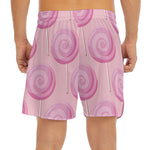 Pink Swirl Lollipop Pattern Print Men's Split Running Shorts