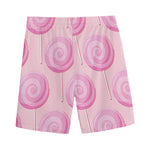 Pink Swirl Lollipop Pattern Print Men's Sports Shorts