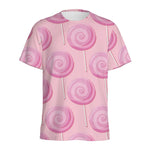 Pink Swirl Lollipop Pattern Print Men's Sports T-Shirt