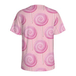 Pink Swirl Lollipop Pattern Print Men's Sports T-Shirt