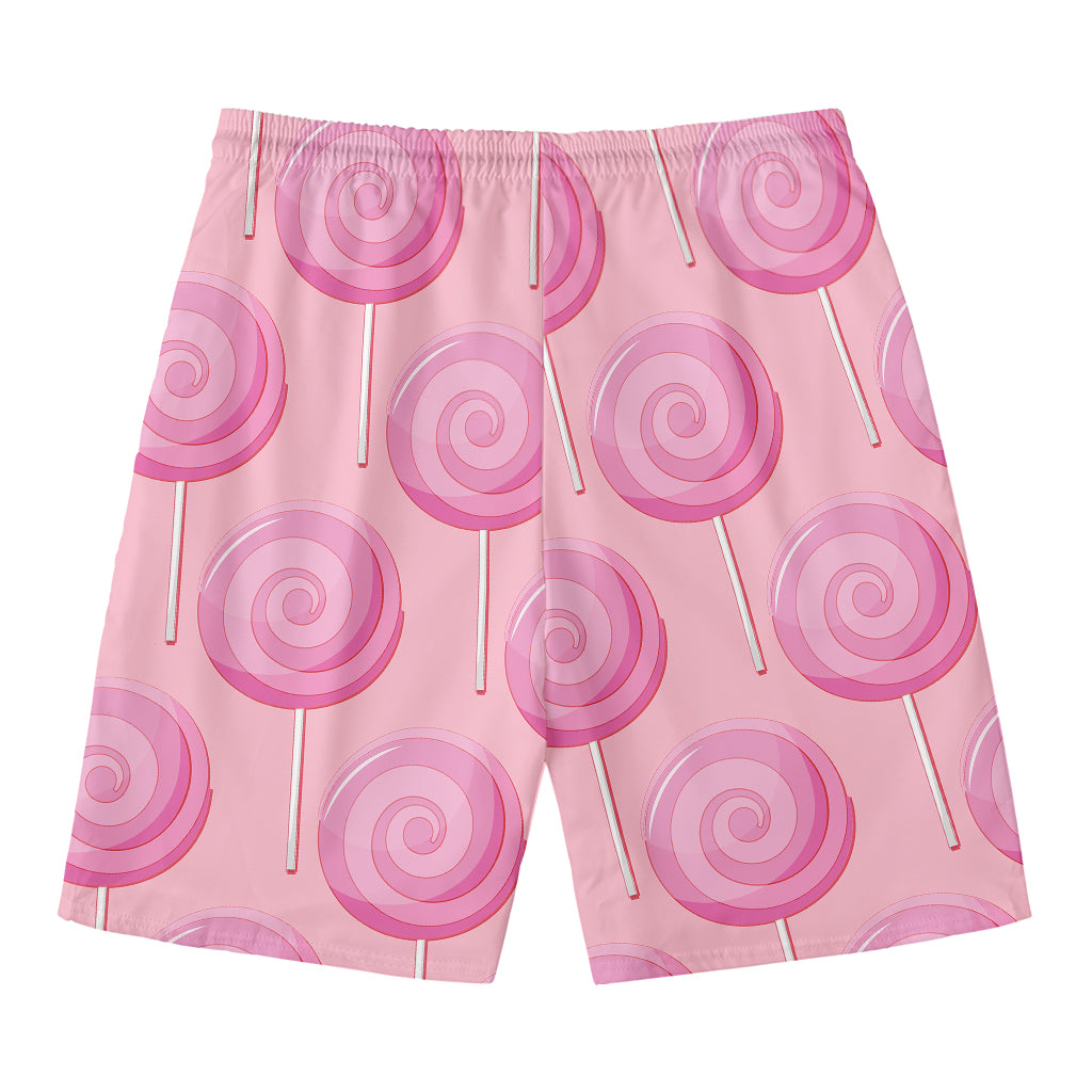 Pink Swirl Lollipop Pattern Print Men's Swim Trunks