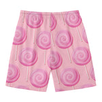 Pink Swirl Lollipop Pattern Print Men's Swim Trunks