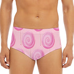 Pink Swirl Lollipop Pattern Print Men's Triangle Swim Briefs