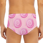Pink Swirl Lollipop Pattern Print Men's Triangle Swim Briefs