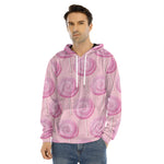Pink Swirl Lollipop Pattern Print Men's Velvet Pullover Hoodie