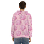 Pink Swirl Lollipop Pattern Print Men's Velvet Pullover Hoodie