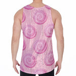 Pink Swirl Lollipop Pattern Print Men's Velvet Tank Top