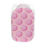 Pink Swirl Lollipop Pattern Print Mesh Laundry Hamper