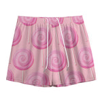 Pink Swirl Lollipop Pattern Print Mesh Shorts